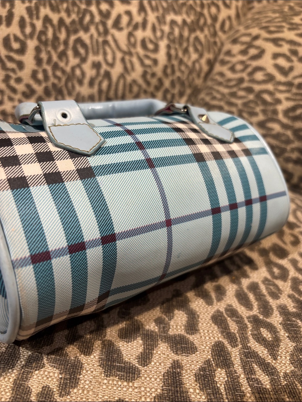 Rare! Burberry blue label mini top handle tartan plaid patent leather handle y2k - Picture 7 of 16